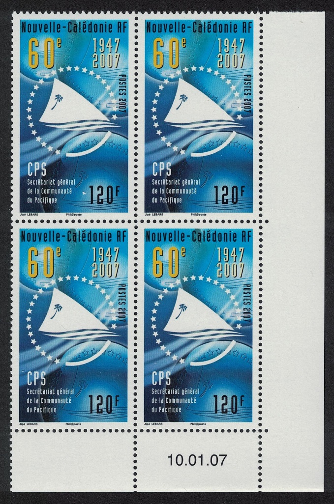 New Caledonia 60th Anniversary of CPS Corner Block of 4 Date 2007 MNH SG#1394 MI#1411