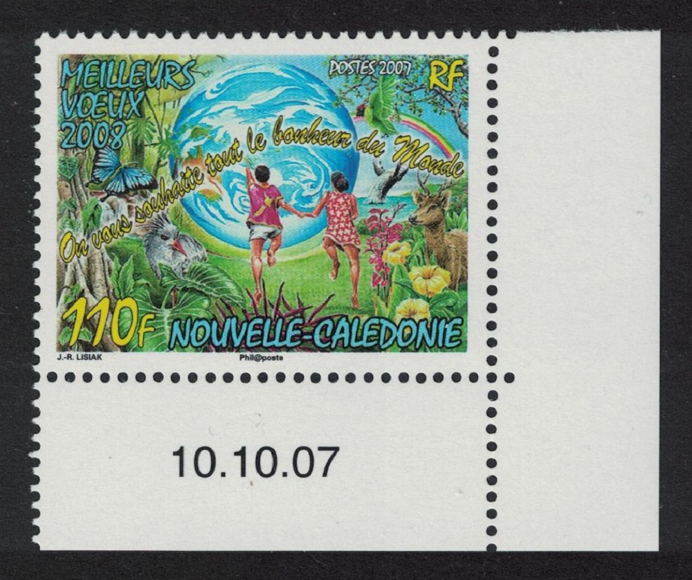 New Caledonia Butterfly Deer Flowers Happy New Year Corner Date 2007 MNH SG#1429 MI#1451