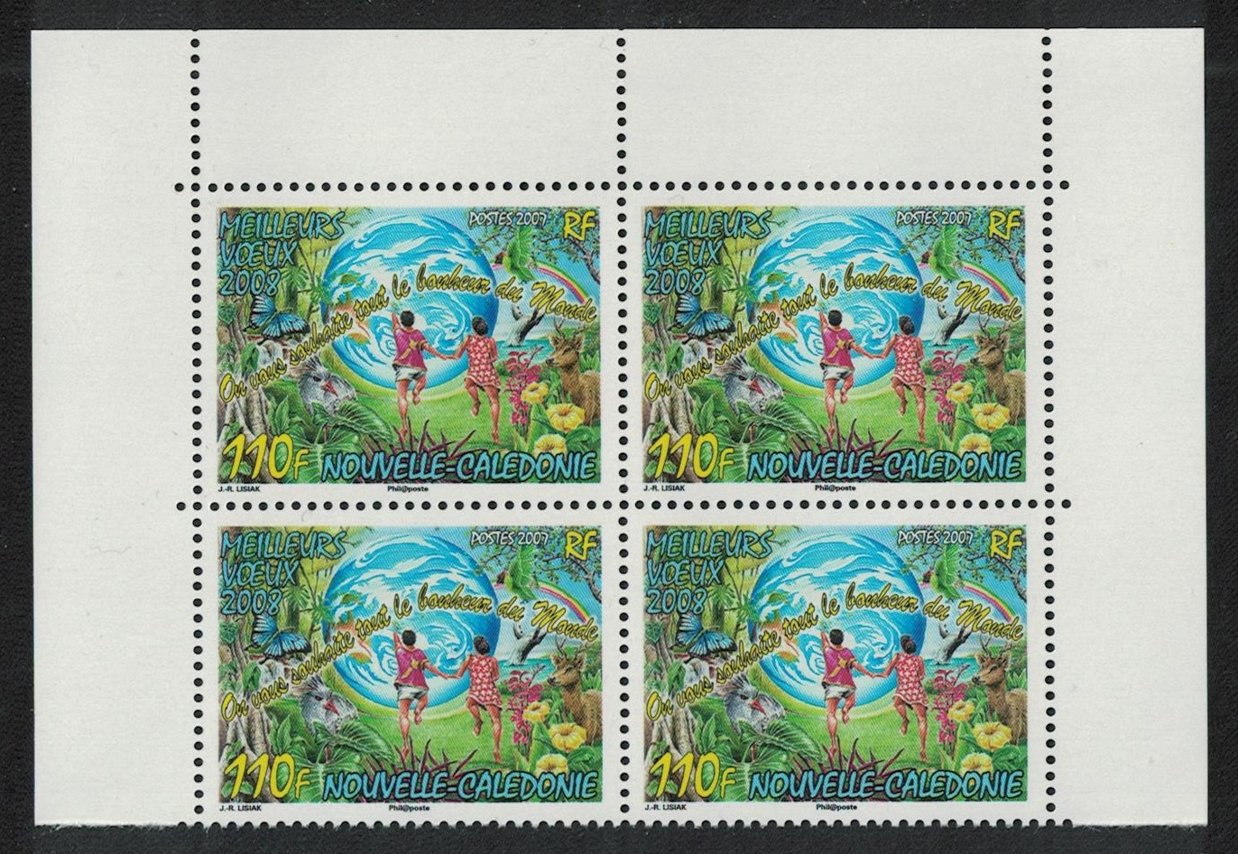 New Caledonia Butterfly Deer Flowers New Year Top Block of 4 2007 MNH SG#1429 MI#1451