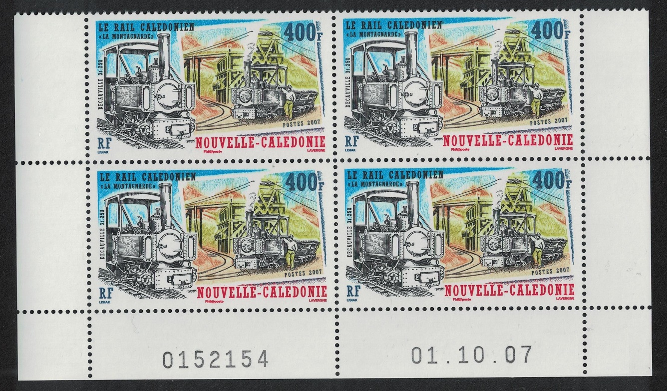 New Caledonia &#39;La Montagnarde&#39; Locomotive Railways Bottom Block of 4 Date 2007 MNH SG#1434 MI#1444