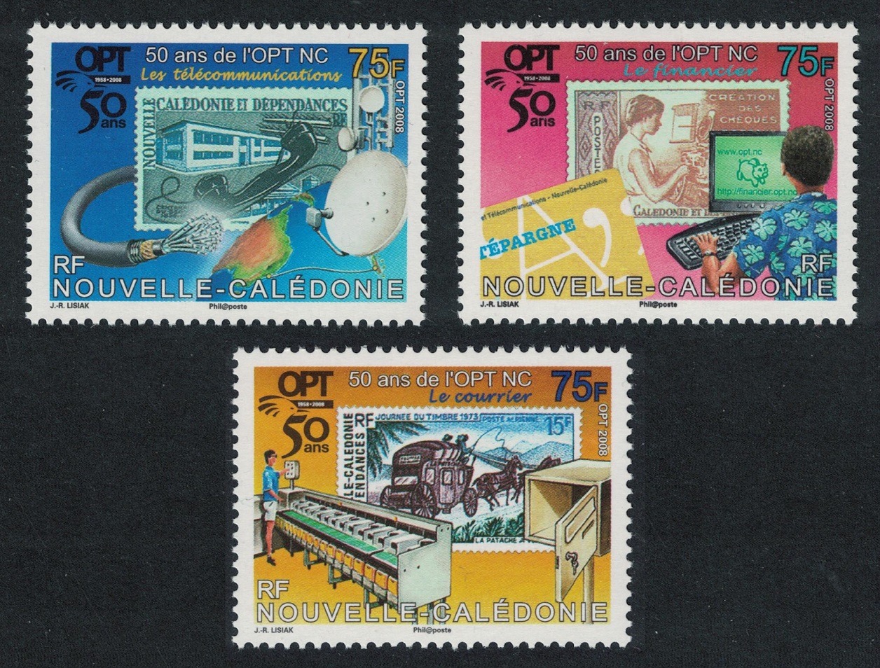 New Caledonia OPT 3v 2008 MNH SG#1446-1448 MI#1473-1475