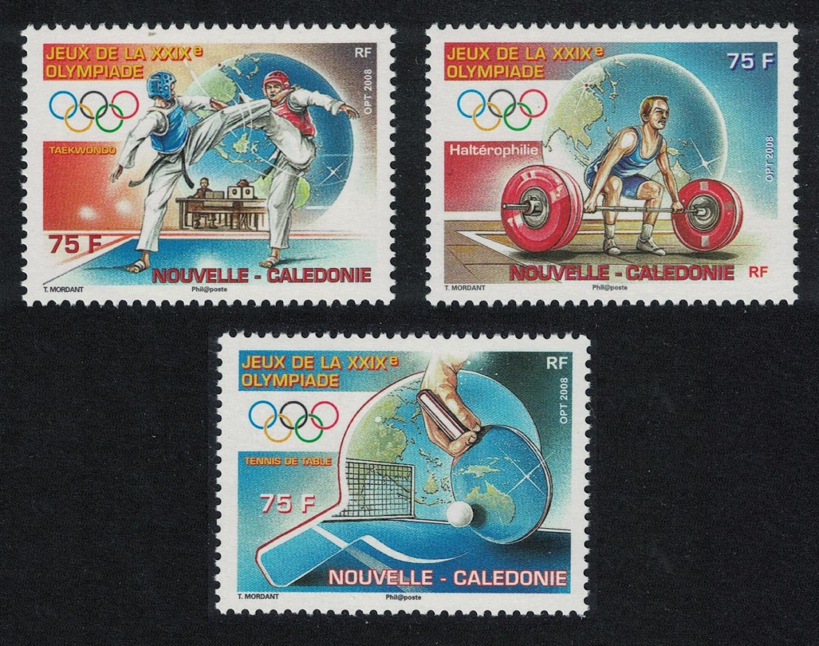 New Caledonia Table Tennis Taekwondo Weightlifting Beijing Olympic Games 3v 2008 MNH SG#1449-1451 MI#1466-1468