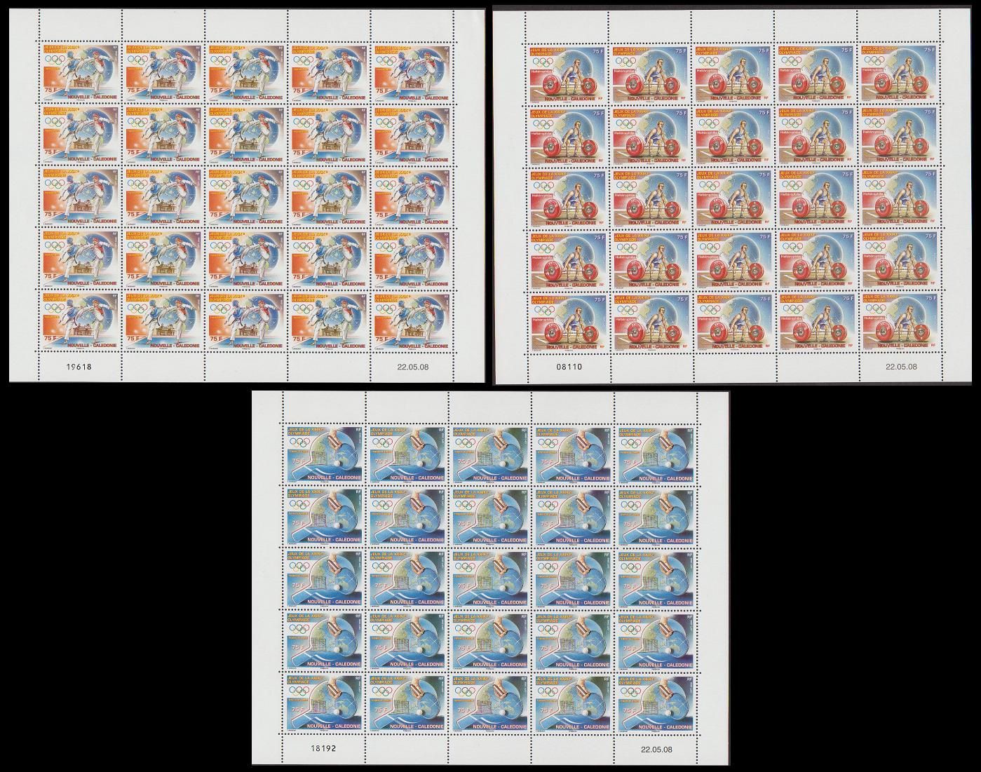 New Caledonia Olympic Games 3 Sheets of 25v each 2008 MNH SG#1449 MI#1466-1468