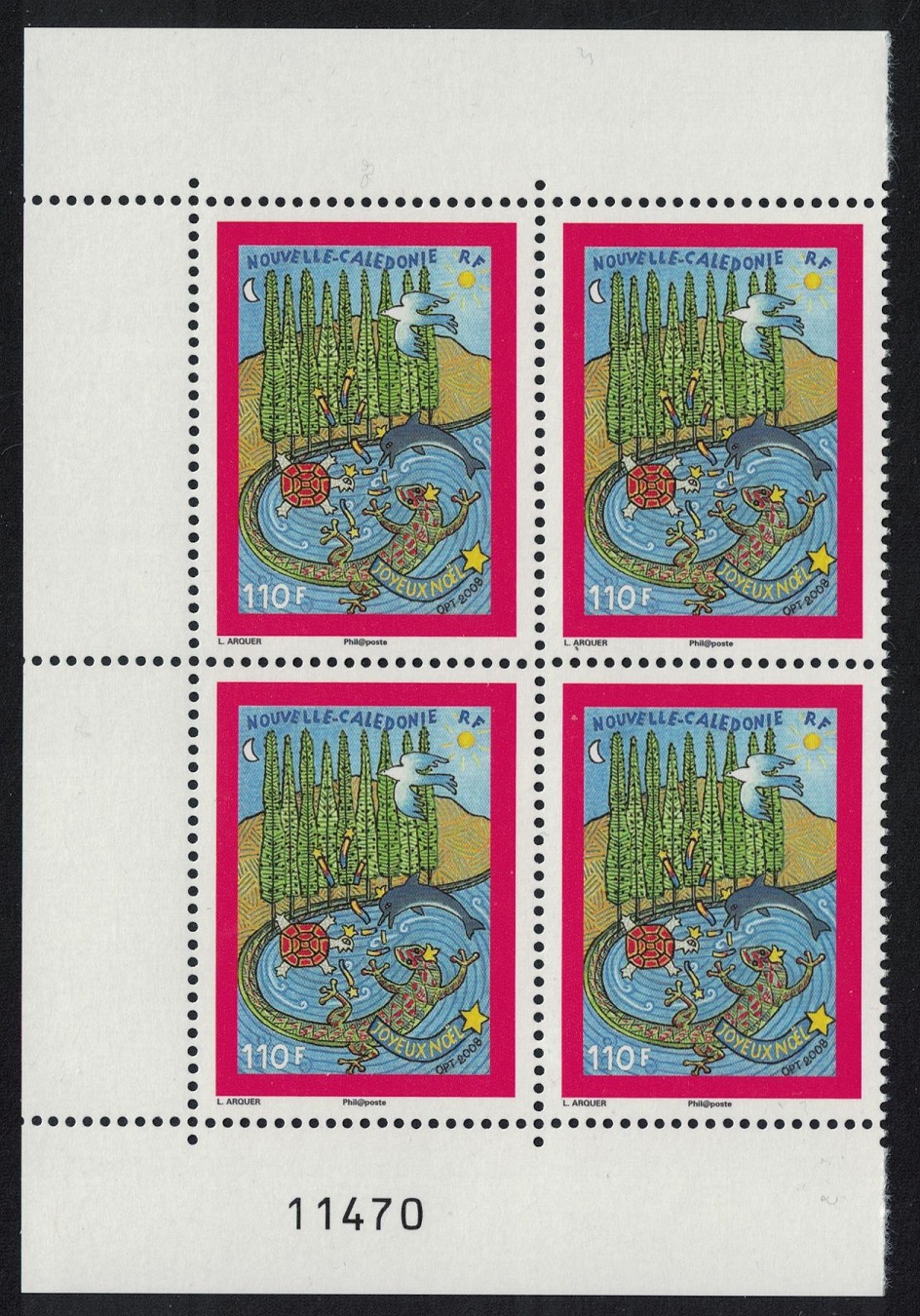 New Caledonia Christmas Symbols of New Caledonia Block of 4 Number 2008 MNH SG#1455 MI#1479