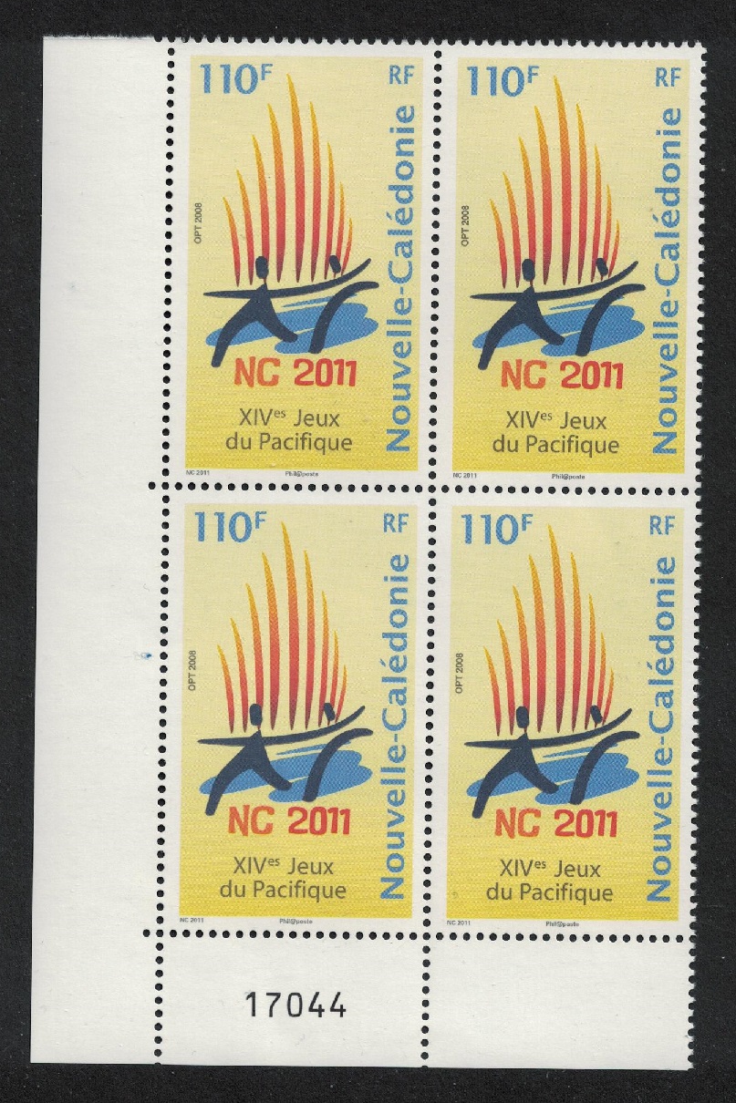 New Caledonia Pacific Games Corner Block of 4 Control Number 2008 MNH SG#1460 MI#1482