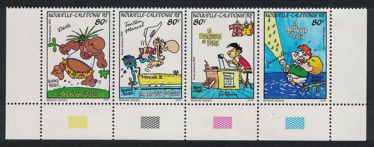 New Caledonia Comic by Bernard Berger 4v Bottom Strip 1992 MNH SG#954-957