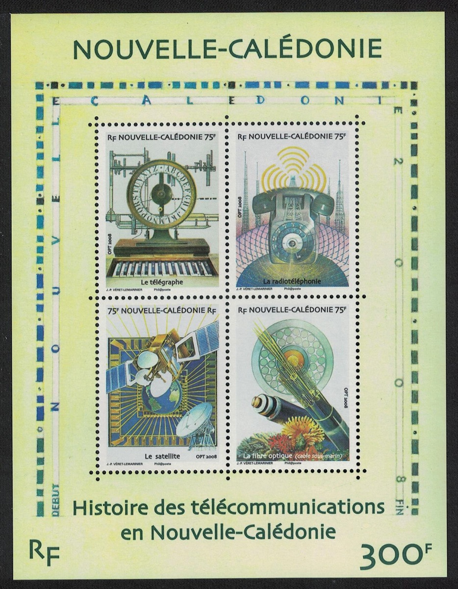 New Caledonia History of Telecommunications MS 2008 MNH SG#1452 MI#1469-1472