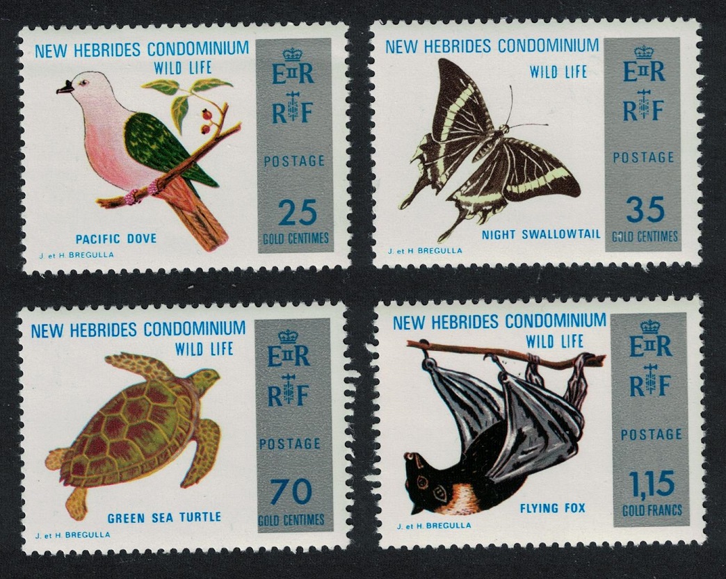 New Hebrides British Pigeon Moth Turtle Bat Fauna Birds Animals 4v 1974 MNH SG#184-187 MI#379-382 Sc#103-106