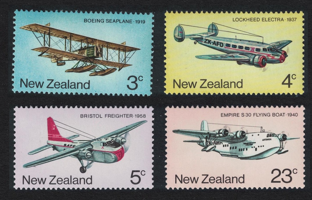 New Zealand Airmail Transport Airplanes Aviation 4v 1974 MNH SG#1050-1053