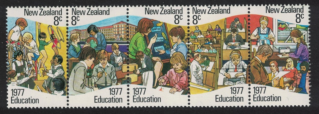 New Zealand Education 5v Strip 1977 MNH SG#1138-1142