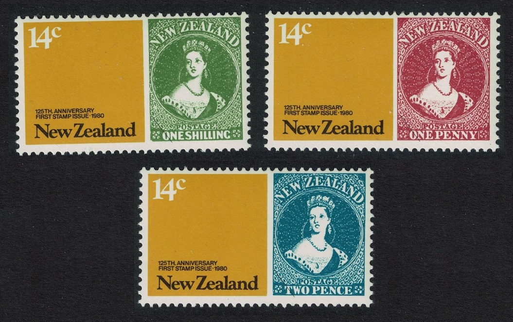 New Zealand 125th anniversary of stamps 3v 1980 MNH SG#1210-1212