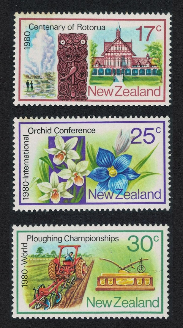 New Zealand Orchids Ploughing Geyser 3v 1980 MNH SG#1213-1215