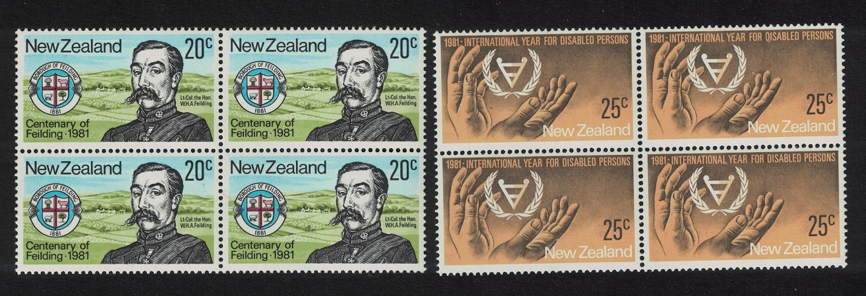 New Zealand Commemorations 2v Blocks of 4 1981 MNH SG#1237-1238