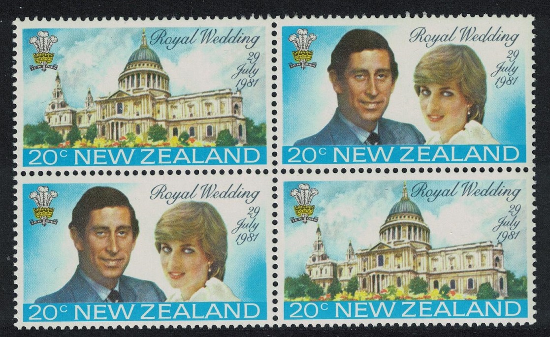 New Zealand Charles and Diana Royal Wedding 2v Block of 4 1981 MNH SG#1247-1248 MI#826-827