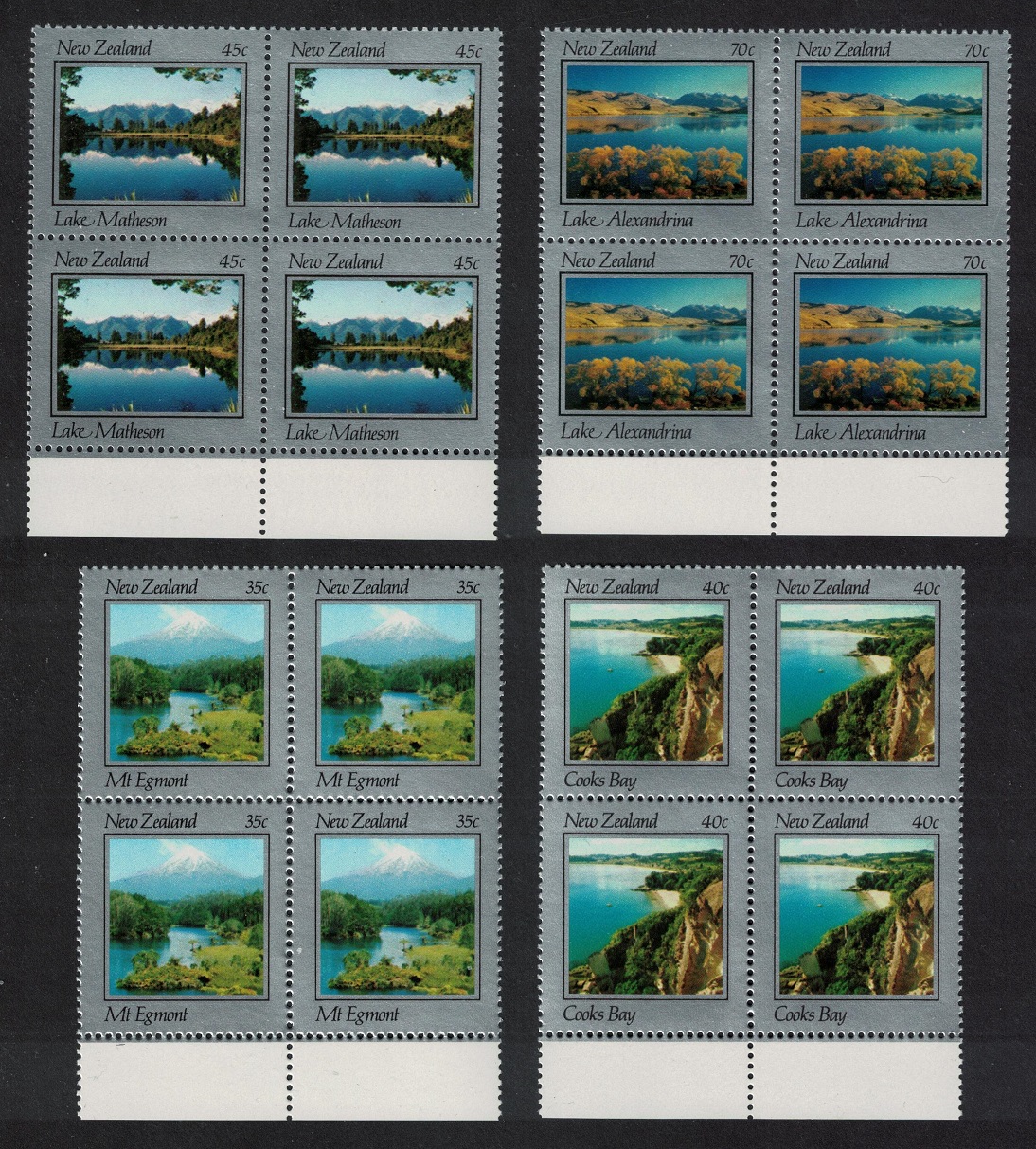 New Zealand Beautiful 4v Blocks of 4 1983 MNH SG#1316-1319