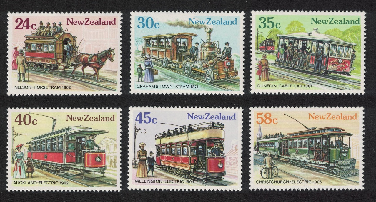 New Zealand Vintage Trams 6v 1985 MNH SG#1360-1365