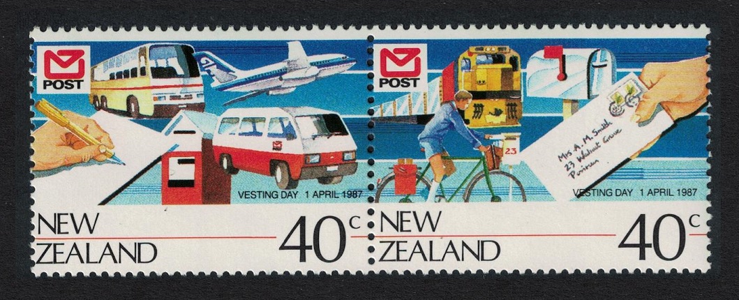 New Zealand Cycling Transport Vesting Day 2v Pair 1987 MNH SG#1421-1422