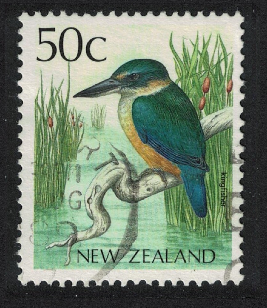 New Zealand Sacred Kingfisher Bird 1988 Canc SG#1464