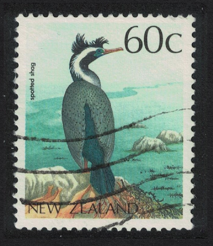 New Zealand Spotted Cormorant &#39;Spotted shag&#39; Bird 1988 Canc SG#1465