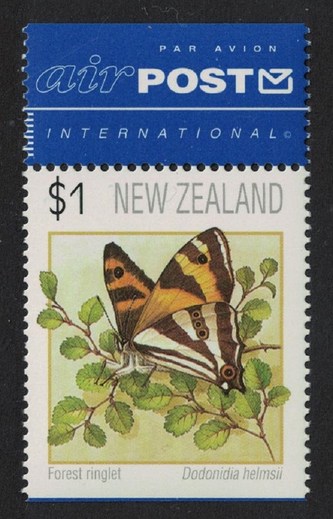 New Zealand Butterfly &#39;Dodonidia helmsii&#39; + Airmail Label 1991 MNH SG#1645