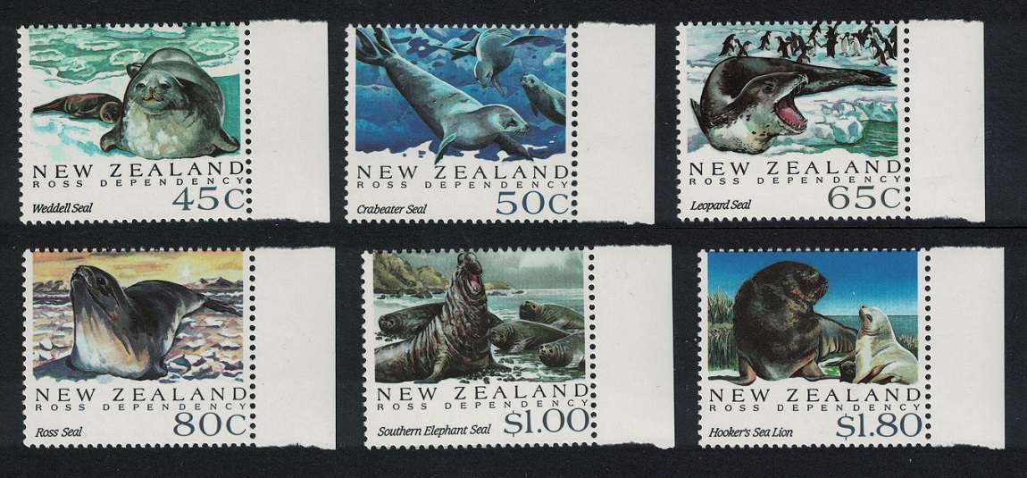 New Zealand Antarctic Seals 6v Margins 1992 MNH SG#1664-1669