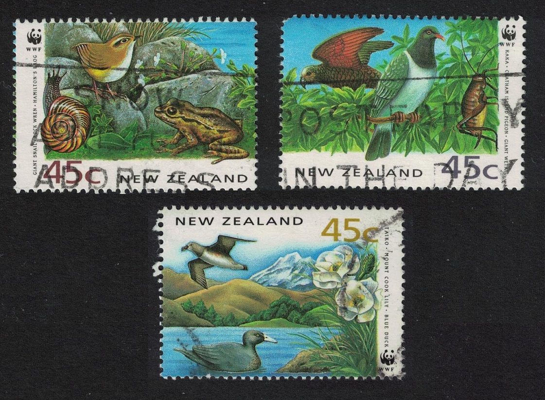 New Zealand WWF Birds Frog Dolphin Seal 3v Def 1993 Canc SG#1736-1739 MI#1290-1292 Sc#1162 a-c