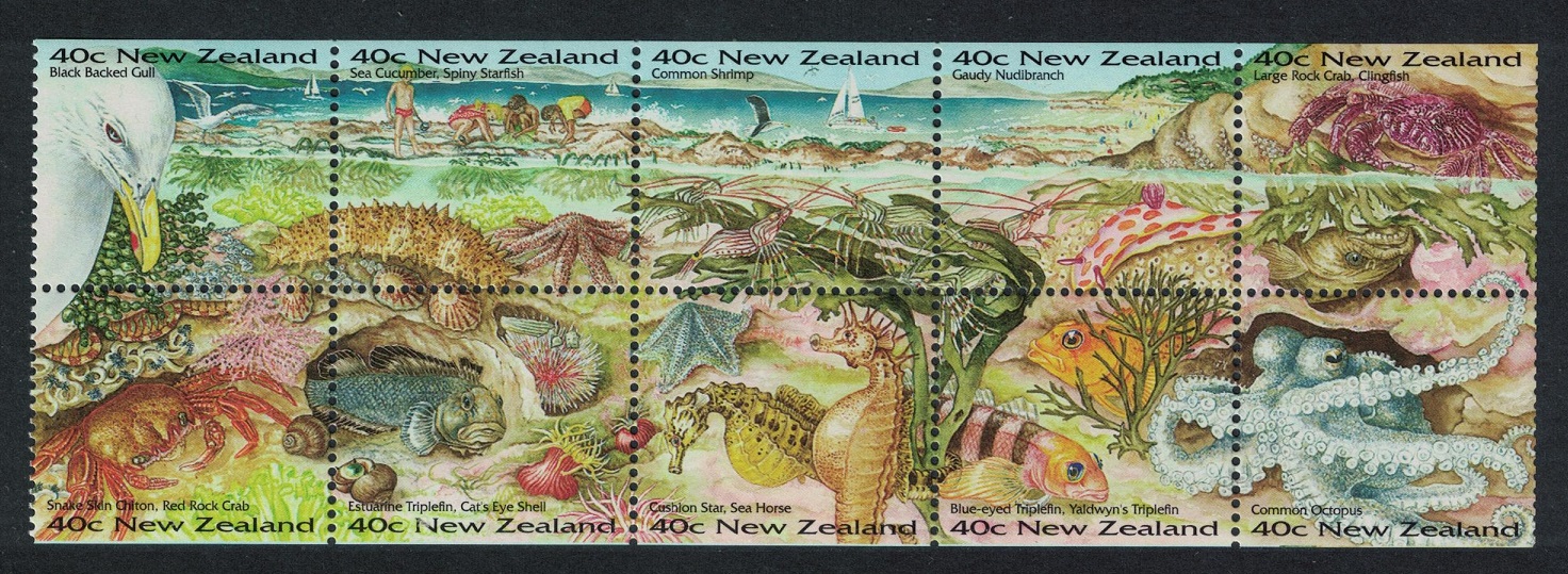 New Zealand Gull Bird Crab Fish Octopus Seaside Environment 1996 MNH SG#1968-1977