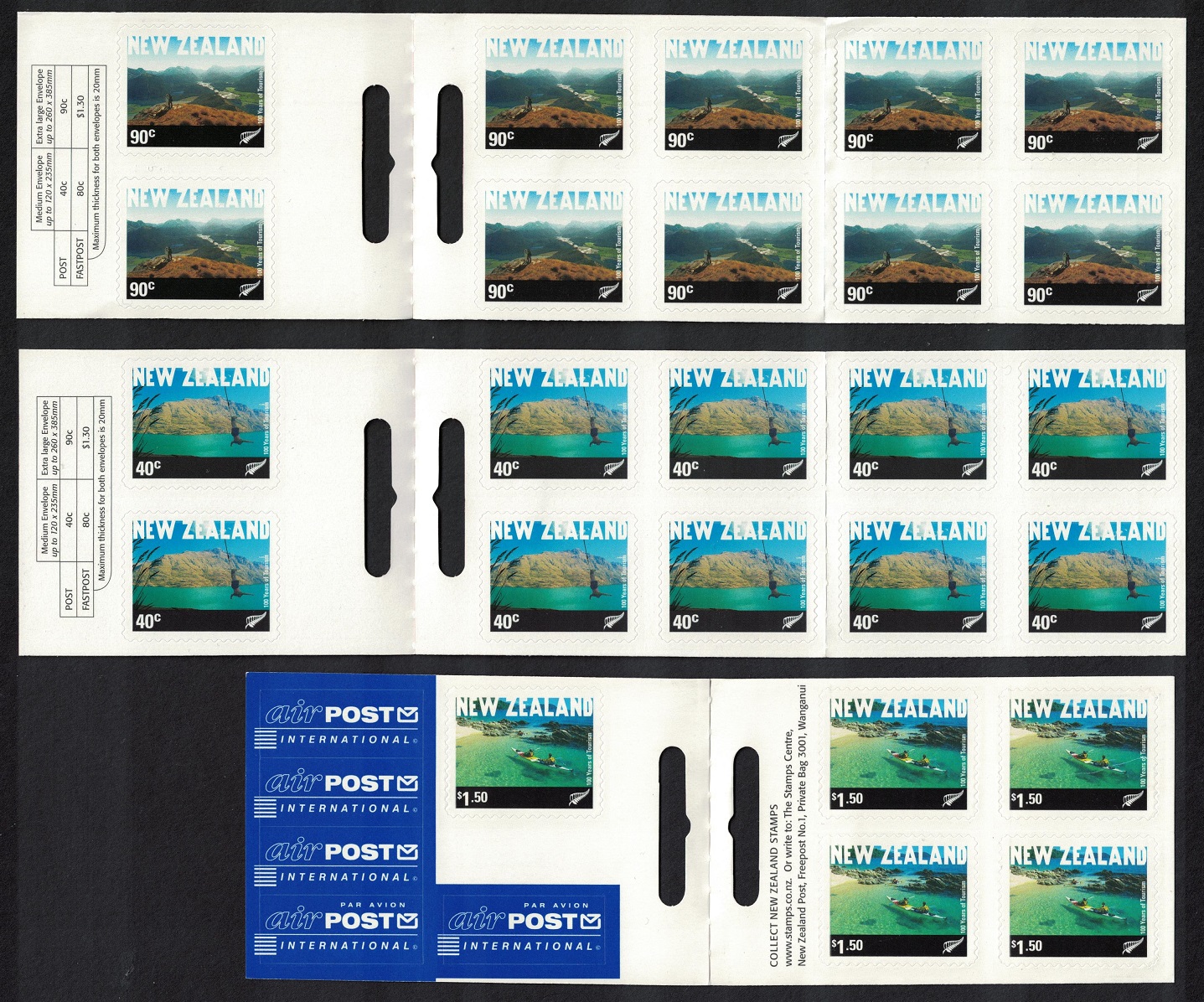 New Zealand Tourism Centenary 3 Booklets 2001 MNH SG#2431-2433