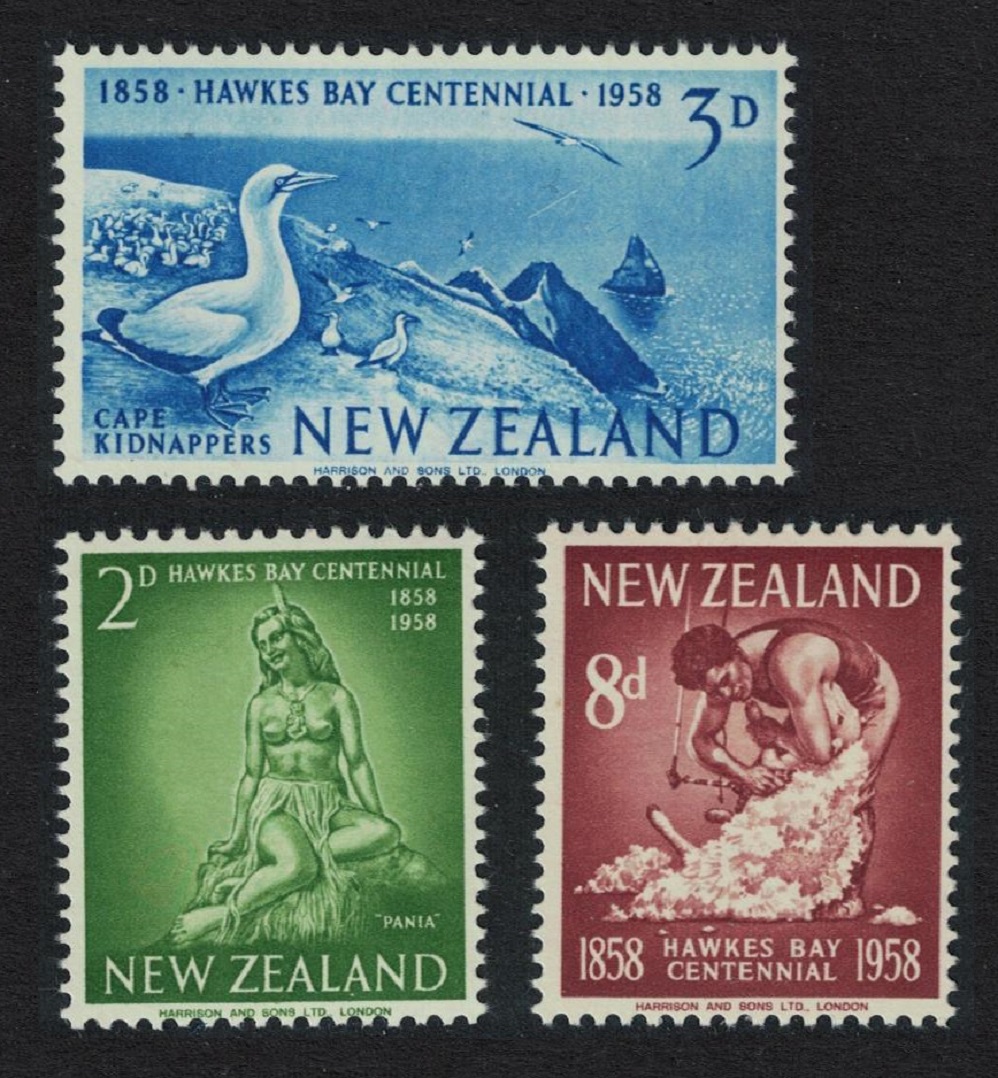 New Zealand Australian Gannets Birds Maori sheepshearer 3v 1958 MNH SG#768-770