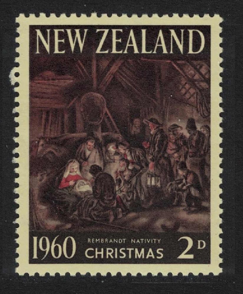 New Zealand &#39;The Adoration of the Shepherds&#39; by Rembrandt Christmas 1960 MNH SG#805