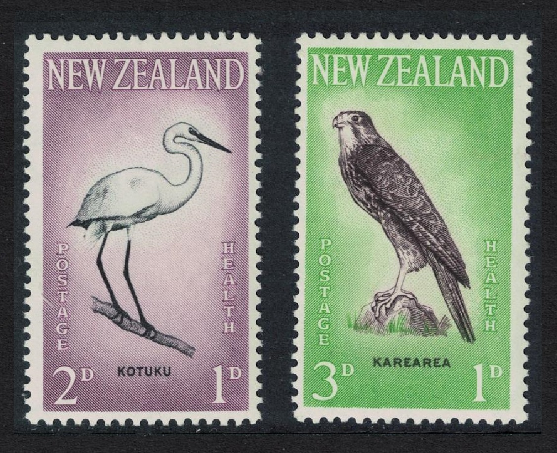 New Zealand Egret Falcon Birds 2v 1961 MNH SG#806-807 MI#416-417