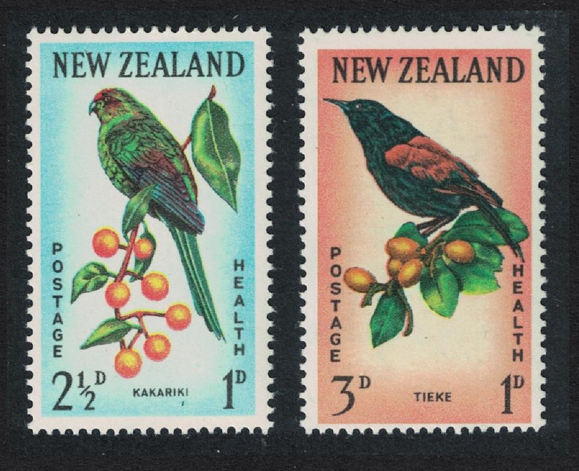 New Zealand Tieke Saddleback Parakeet Birds 2v 1962 MNH SG#812-813 MI#422-423