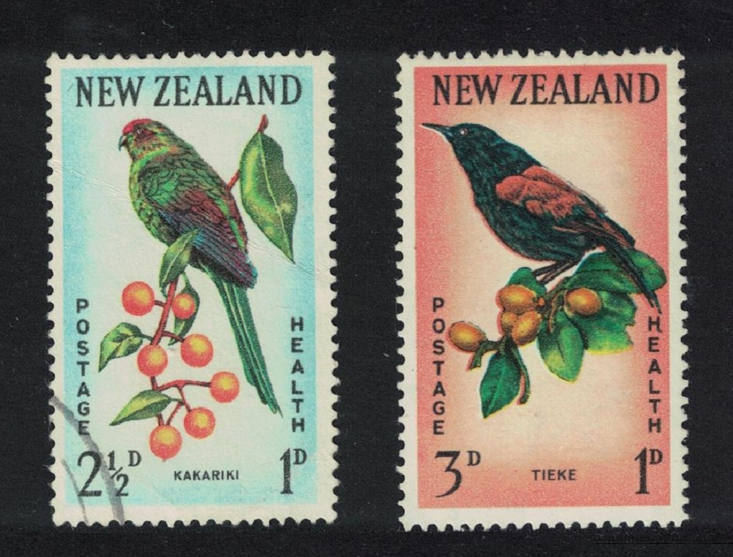 New Zealand Tieke Saddleback Parakeet Birds 2v 1962 Canc SG#812-813 MI#422-423