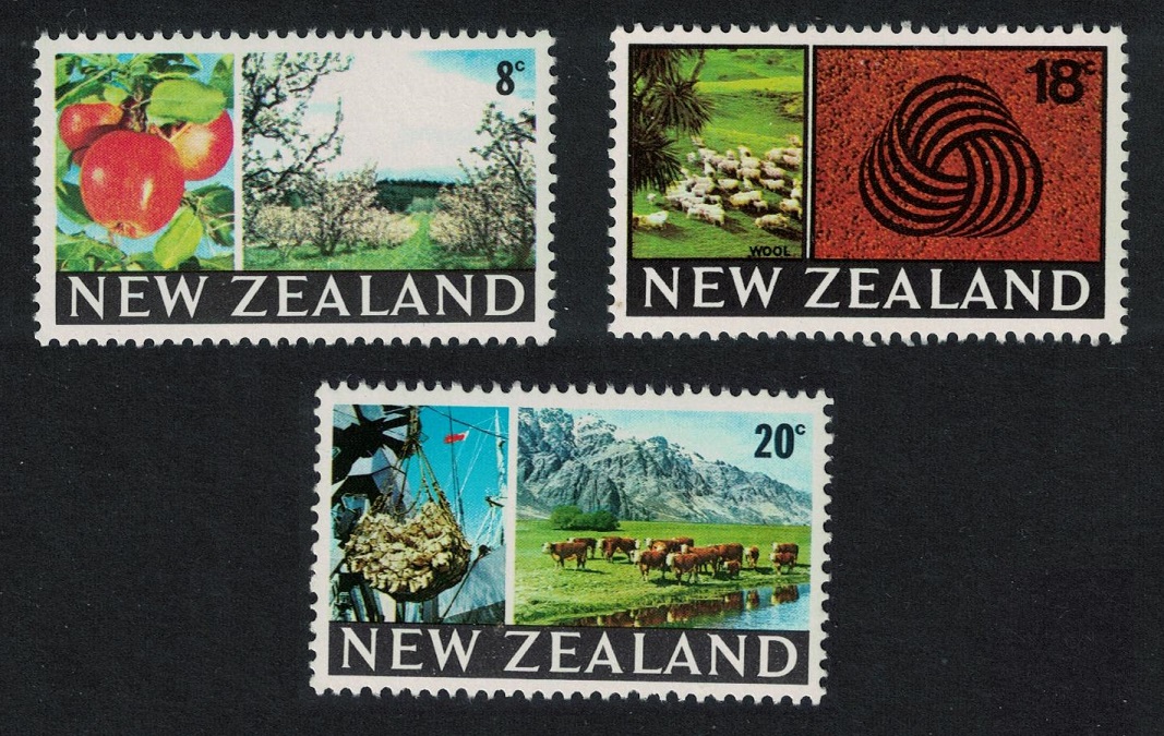 New Zealand Sheep Cattle Apple Orchard 3v 1969 MNH SG#872-876 MI#493-495 Sc#416-419