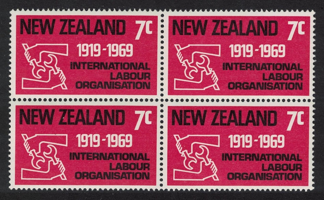 New Zealand International Labour Organisation Block of 4 1969 MNH SG#893