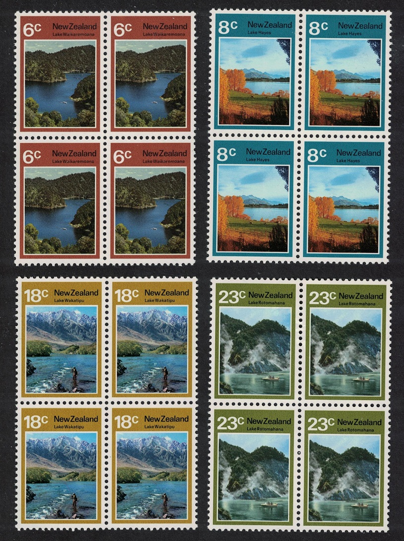 New Zealand Lake Scenes 4v Blocks of 4 1972 MNH SG#993-996 Sc#507-510