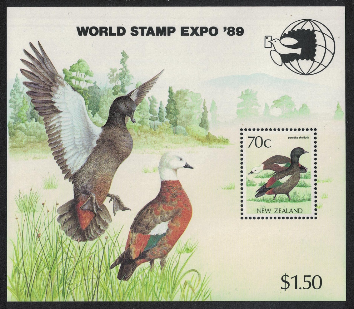 New Zealand Paradise Shelduck Bird MS WS Expo 1989 MNH SG#1466 MI#Block 19