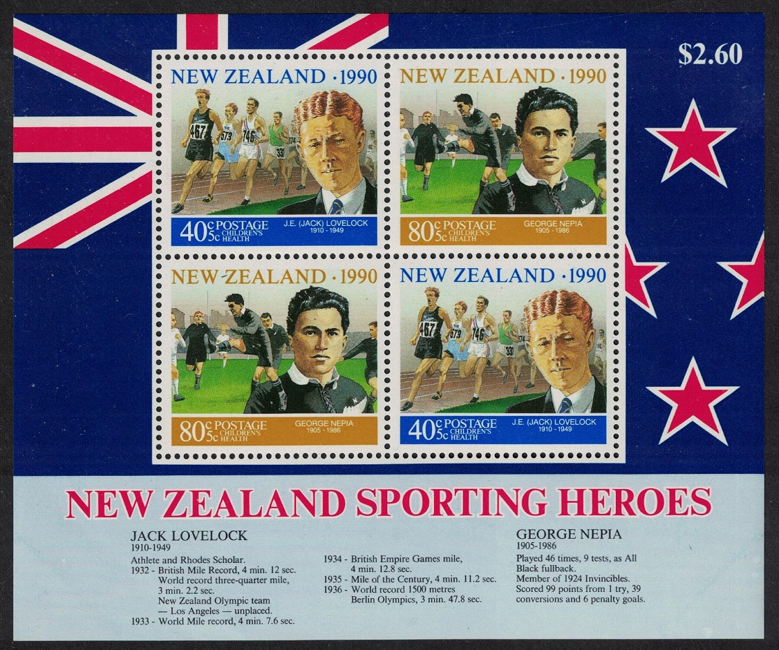 New Zealand Health Stamps Sportsmen MS 1990 MNH SG#MS1561