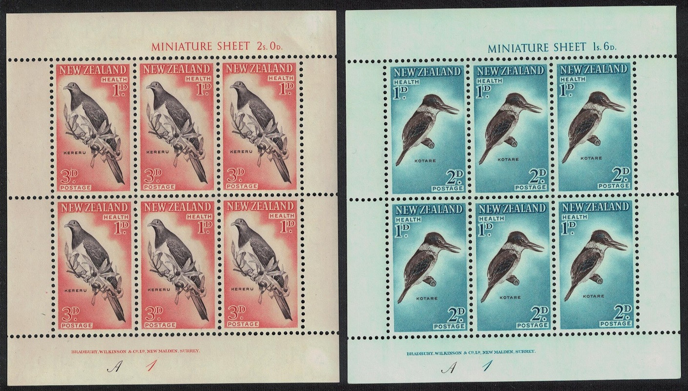 New Zealand Sacred Kingfisher Pigeon Birds 2v Sheetlets 1960 MH SG#MS804b MI#413-414