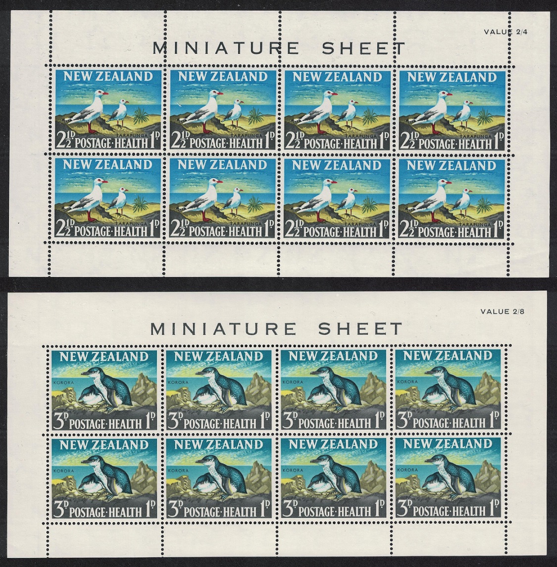 New Zealand Silver Gulls Penguins Birds 2 MSs 1964 MNH SG#MS823b MI#433-434 KB