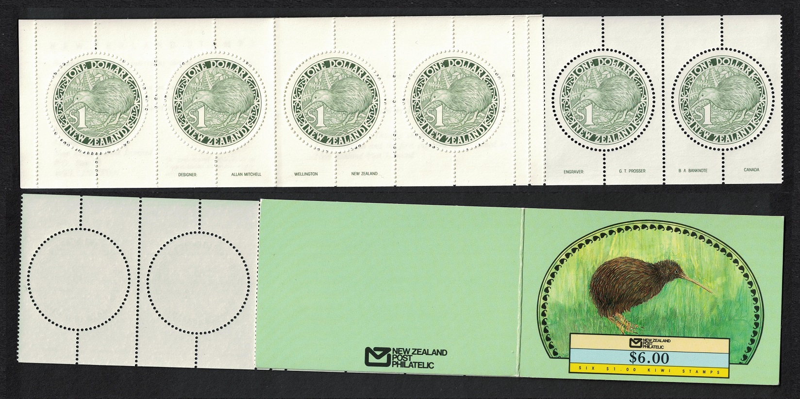 New Zealand Brown Kiwi Bird green Booklet of 6v 1988 MNH SG#SB50