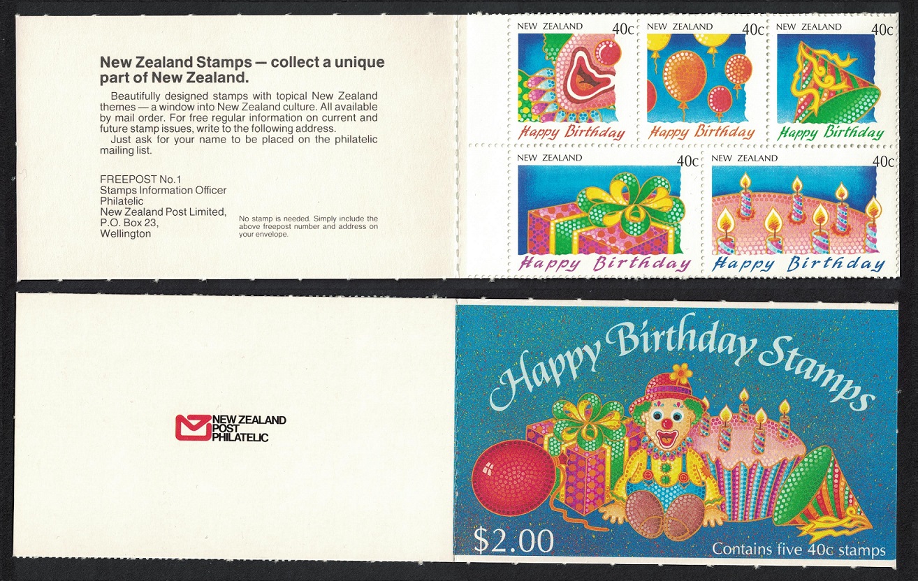 New Zealand &#39;Happy Birthday&#39; Booklet 1991 MNH SG#SB54