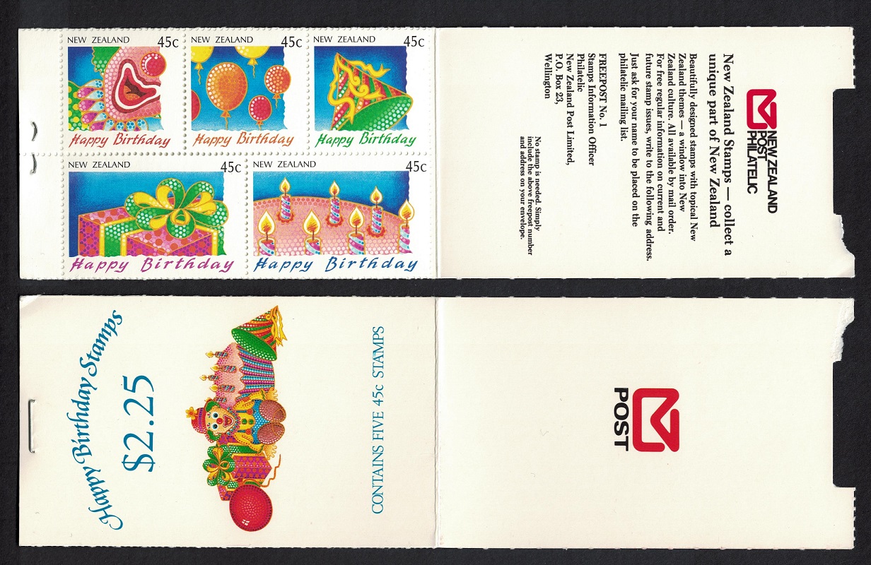 New Zealand &#39;Happy Birthday&#39; Booklet Open 1991 MNH SG#SB57