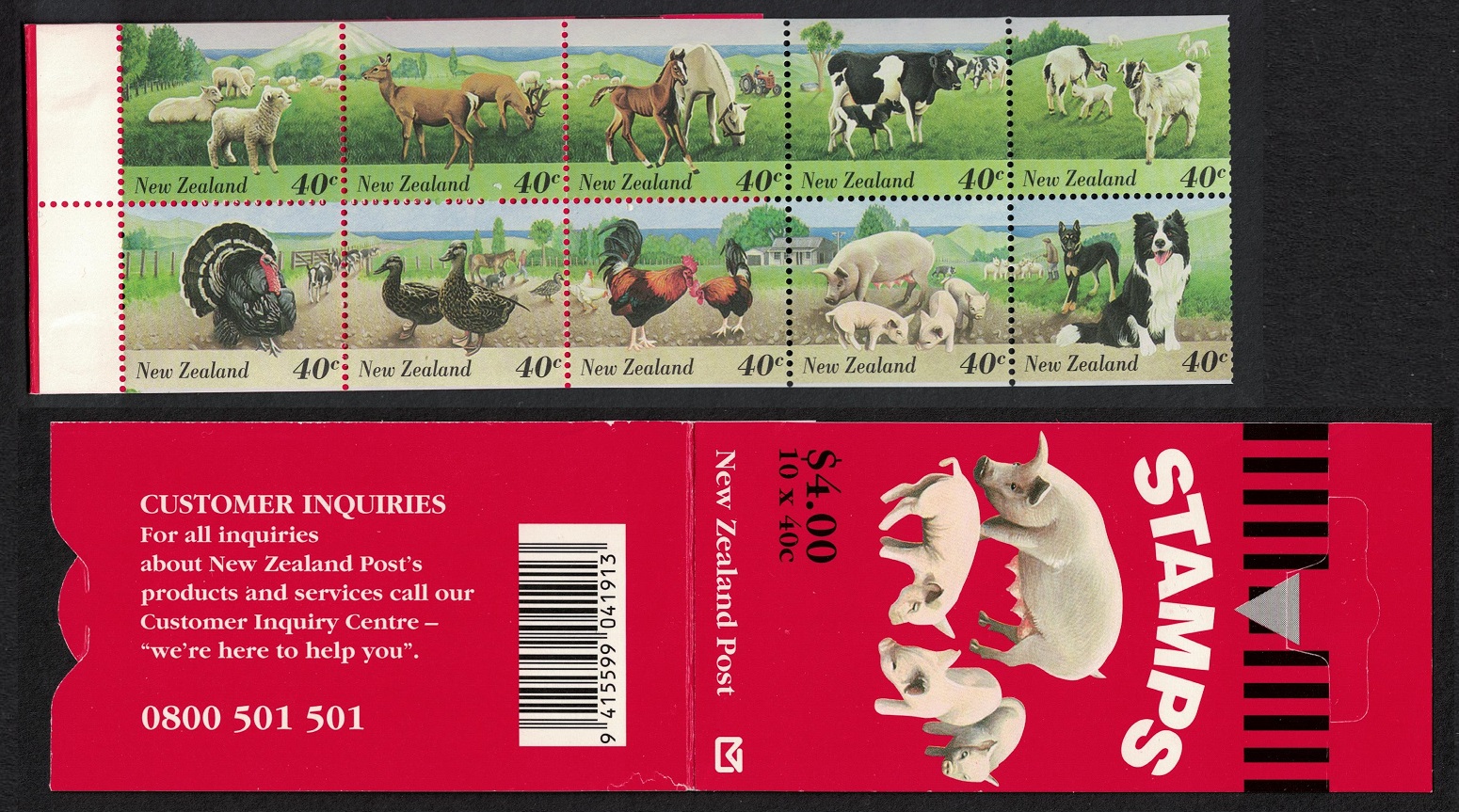 New Zealand Birds Dog Sheep Horses Farmyard Animals Booklet 1995 MNH SG#SB75