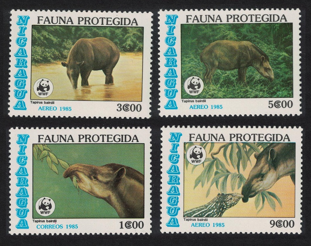 Nicaragua WWF Central American Tapir 4v 1985 MNH SG#2714-2717 MI#2627-2730 Sc#1490-1493