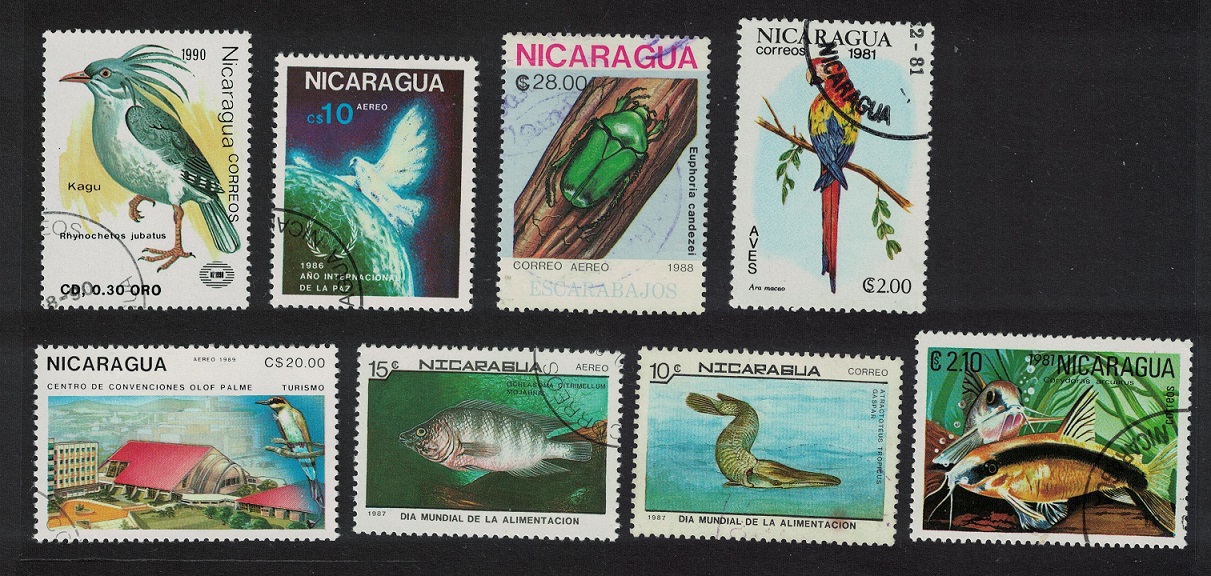 Nicaragua Fish Fauna Birds Small Collection 1990 CTO