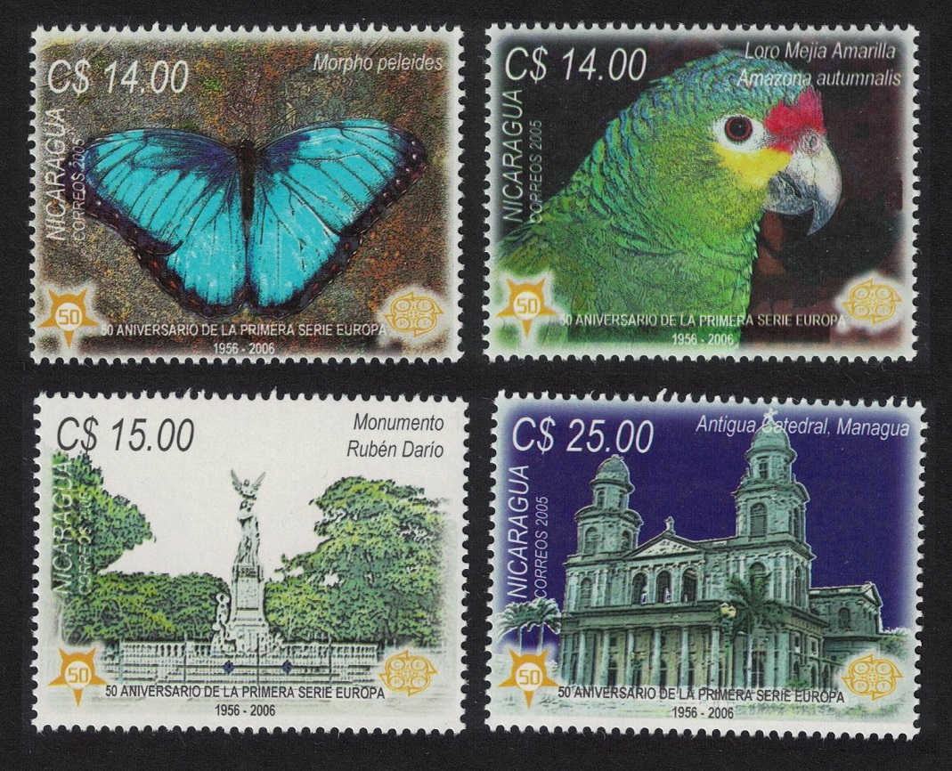 Nicaragua Butterfly Amazon Bird Europa 4v 2006 MNH MI#4399-4402 Sc#2466-2469