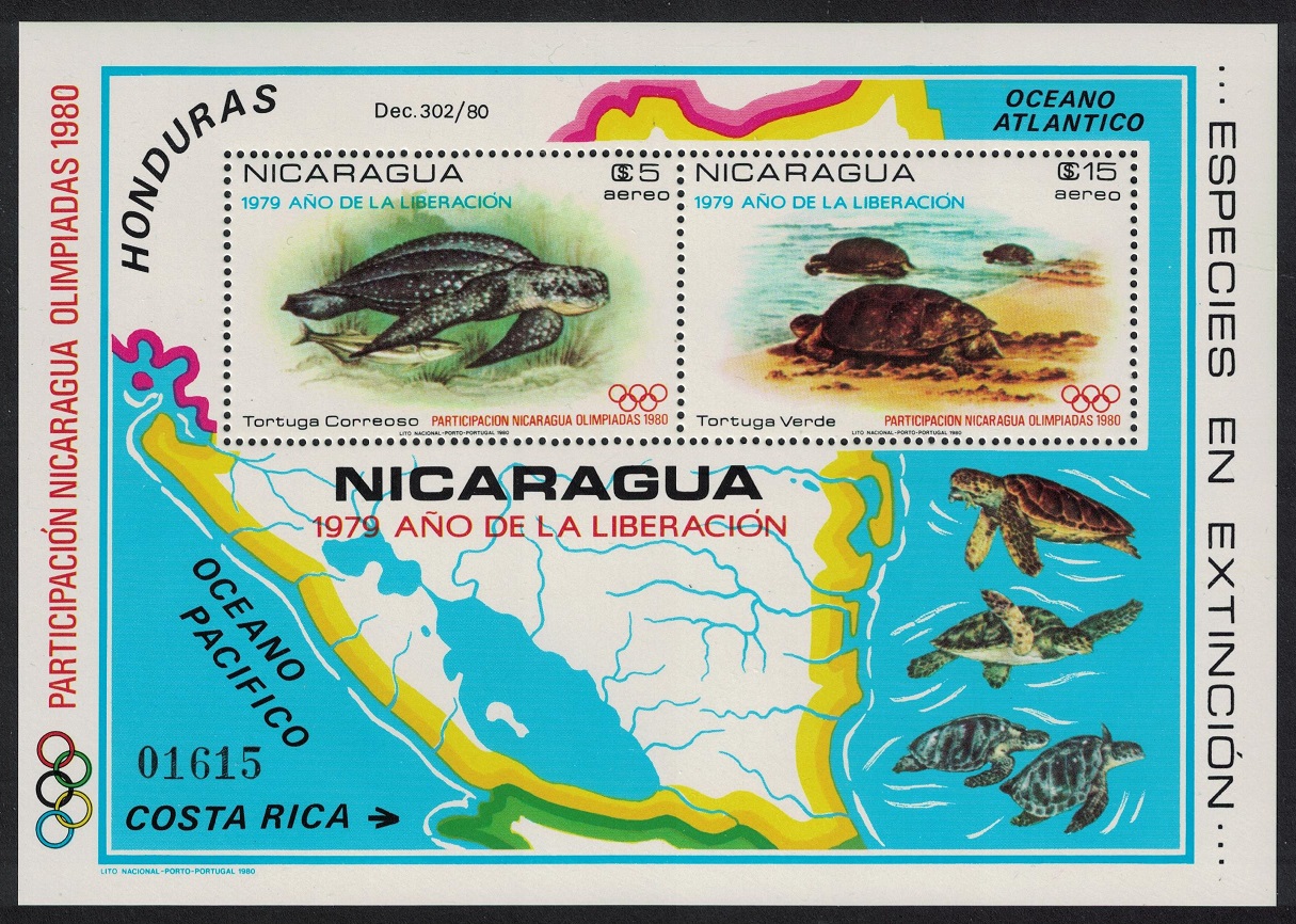 Nicaragua Turtles Moscow Olympic Games MS 1980 MNH SG#MS2266 MI#Block 114