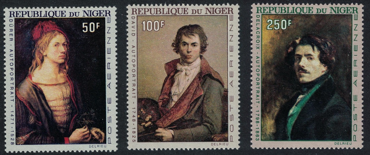 Niger Durer David Delacroix Paintings 3v 1967 MNH SG#244-246