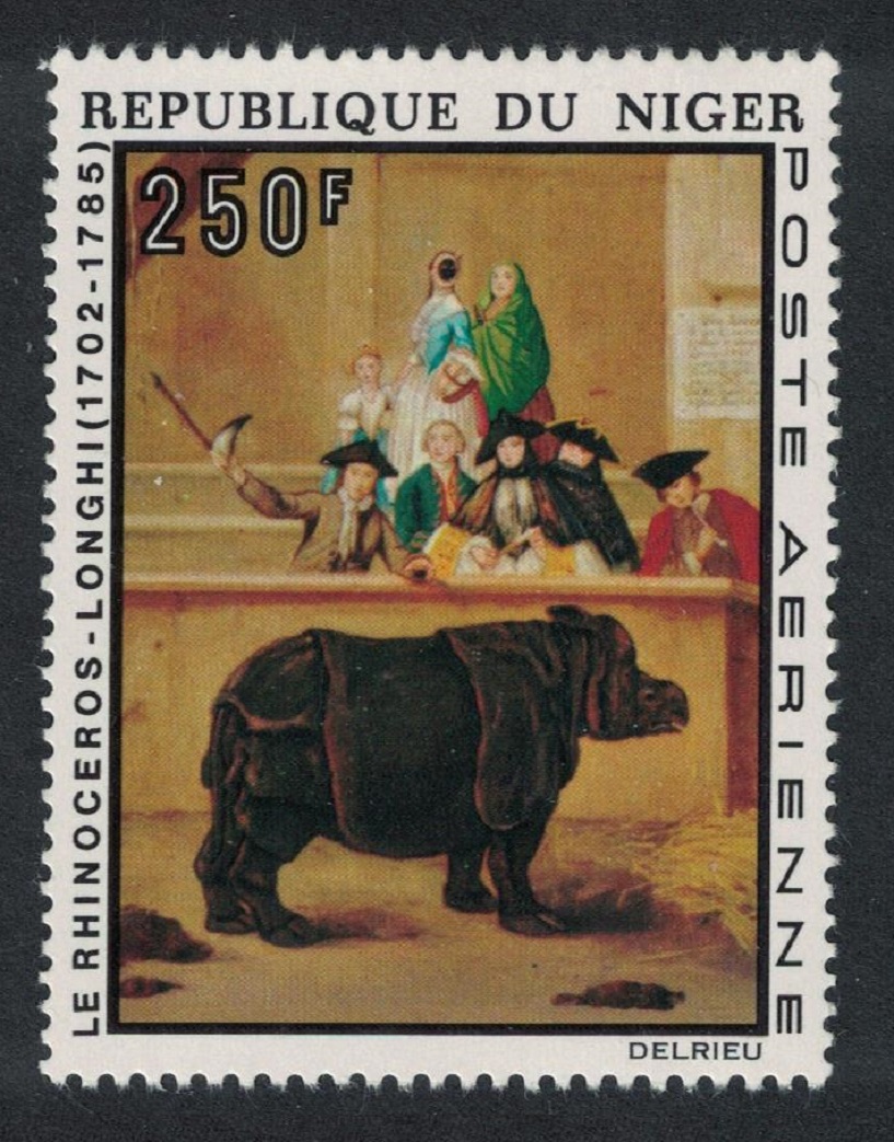 Niger &#39;The Rhinoceros&#39; Painting by Longhi 1974 MNH SG#537